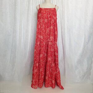 Resa Women's Bridgette Dress XL Red Floral Maxi Tiered Sundress Flowy Loose